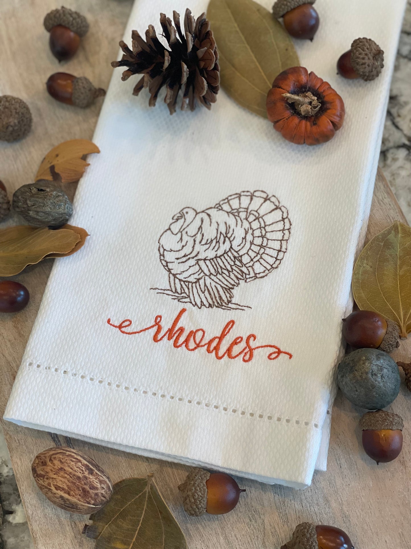 Fall Hemstitch Hand Towel