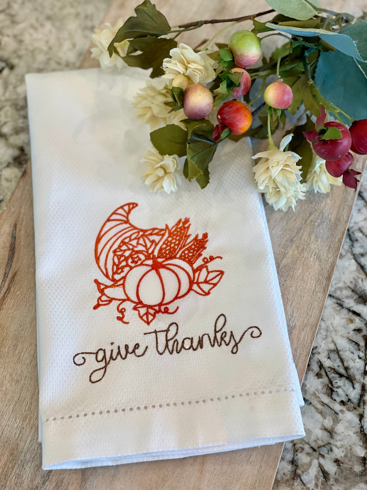 Fall Hemstitch Hand Towel