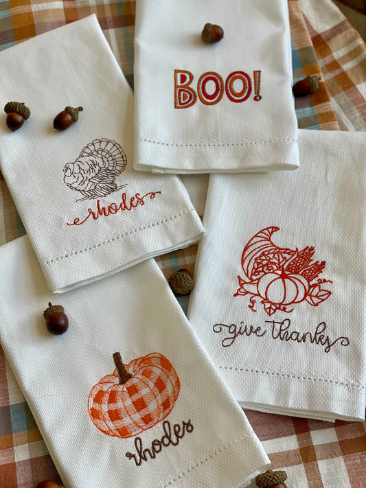 Fall Hemstitch Hand Towel