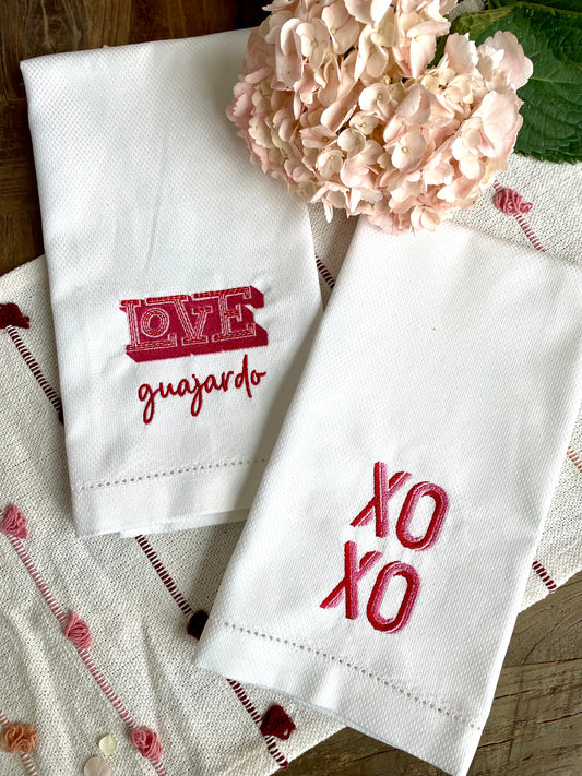 Valentine's Hemstitch Hand Towel